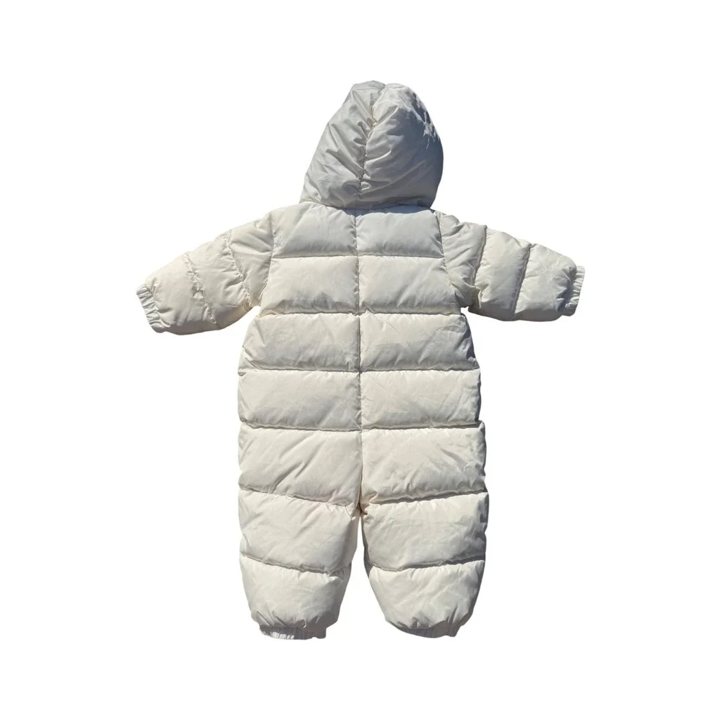 BabyGap Kids Cream Hooded Puffer Snowsuit Down Fill One Piece 6-12 Months